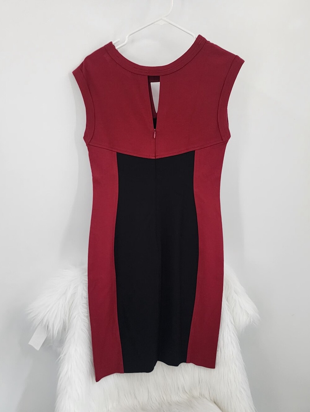 Yoana Baraschi Colorblock Bodycon Dress | Made inNYC |Size 6 Red & Black - Picture 2 of 7